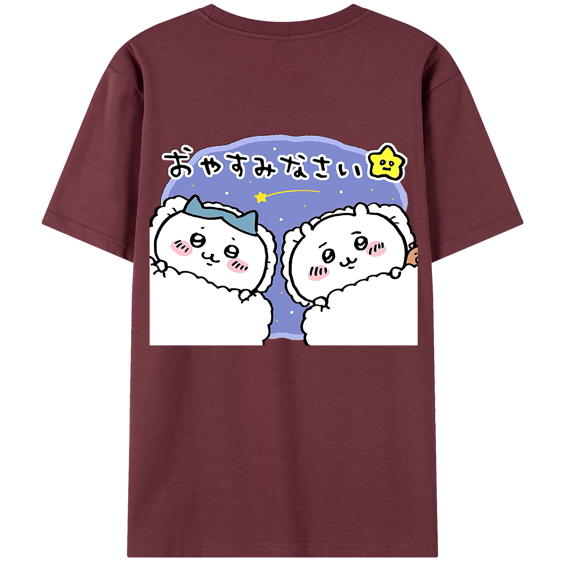（画像用） ちいかわ ハチワレ Chii-kawa hachiware 綿100％半袖Tシャツ（背面プリント）